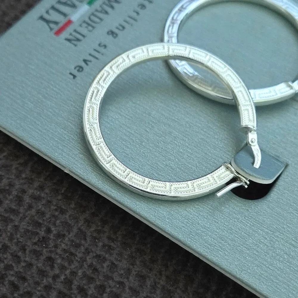 Mia Fiore Silver🤍 Greek🇬🇷 Key🔑 Hoop Earrings